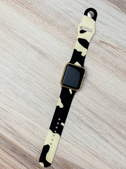 Cow Hide Printed Silicone Watch Bands - M/L