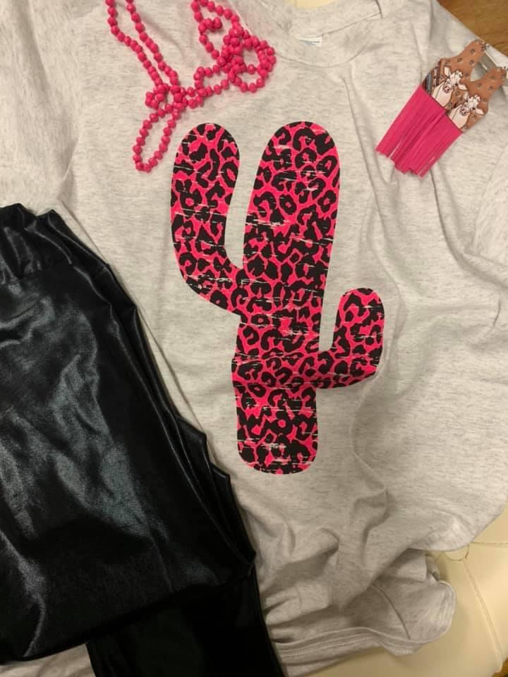 Pink Leopard Cactus Tee