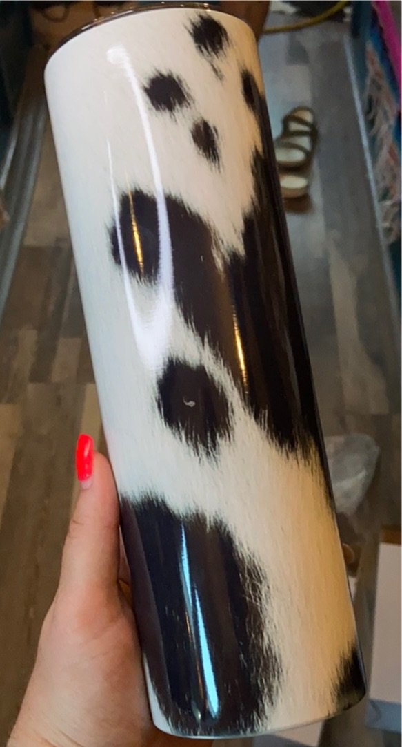 Black & White Cow Print Tumbler