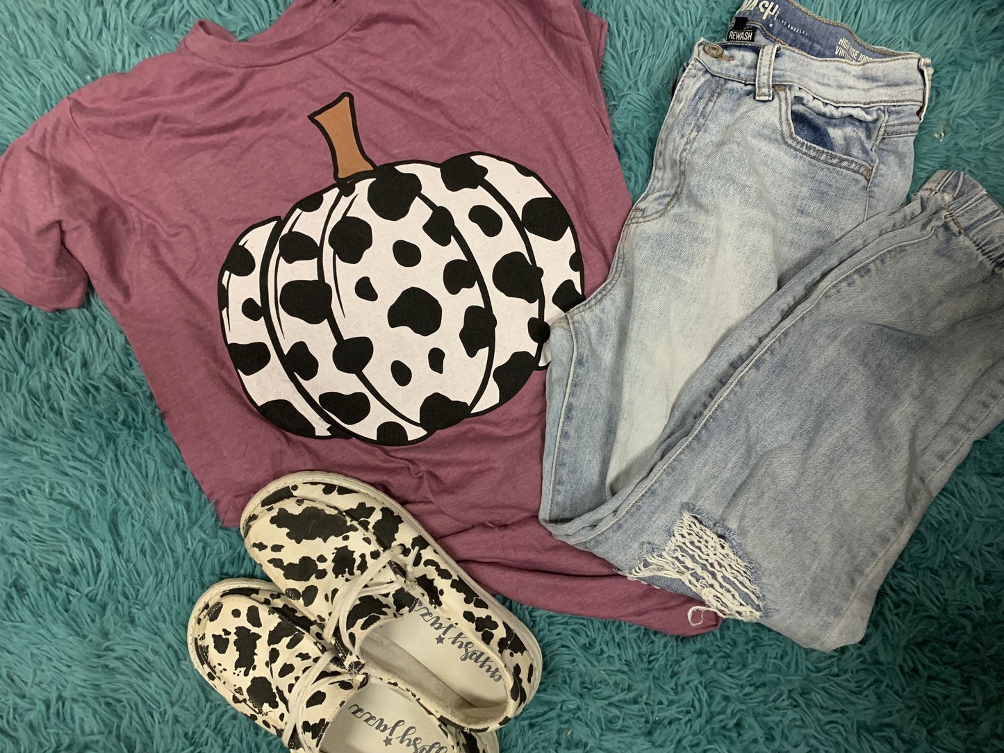 Cow Print Pumpkin Graphic Tee