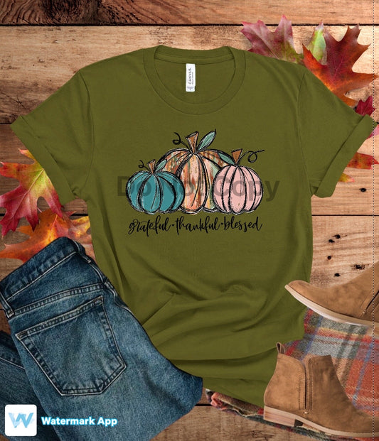 Grateful Thankful Blessed - Pastel Pumpkins