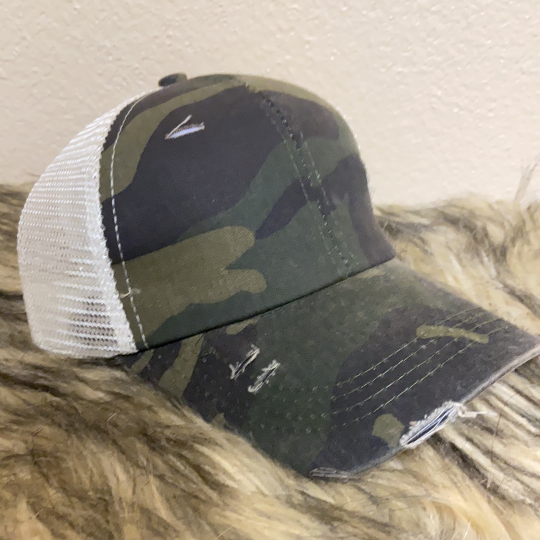 Distressed Criss Cross Hat
