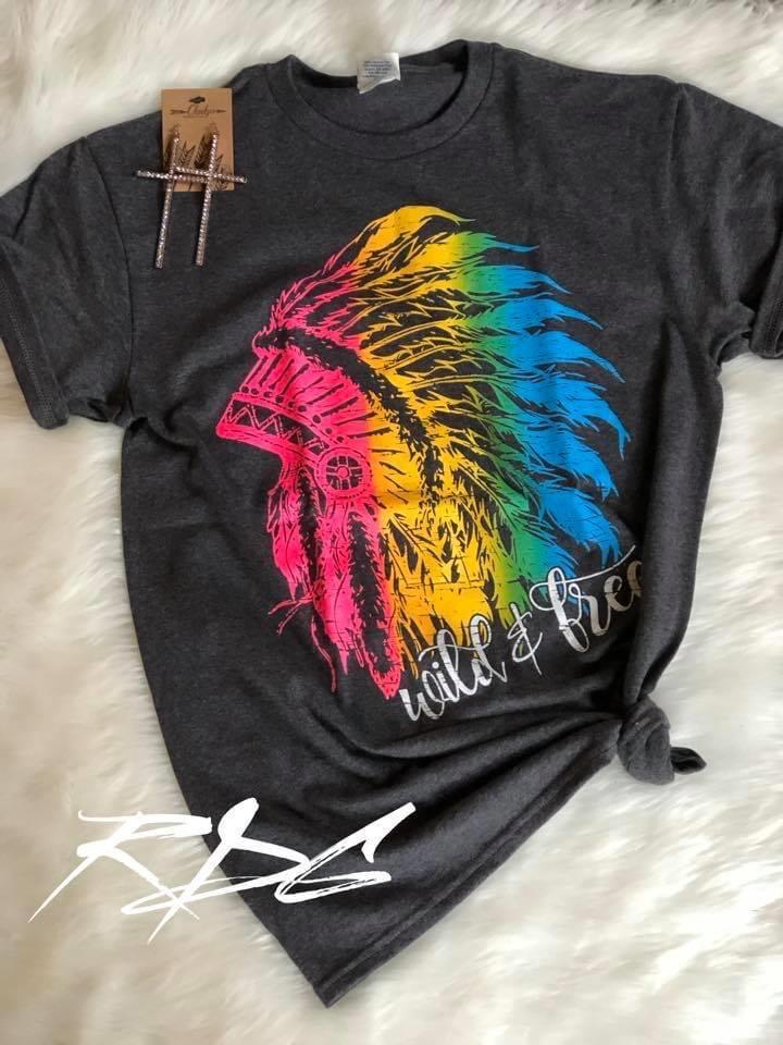 Indian Head Dress Tee (Multi-color)