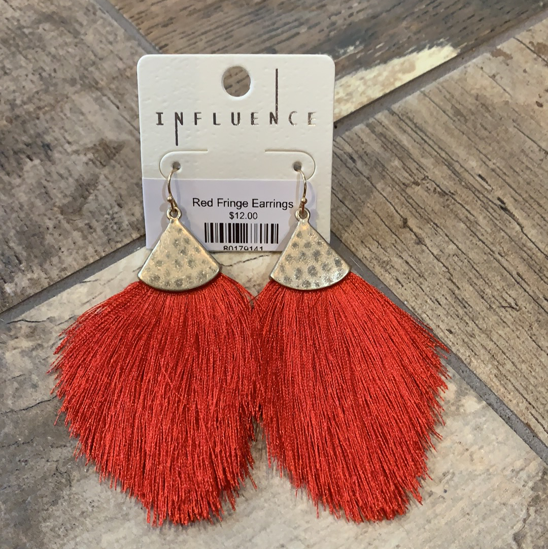 Red Fringe Earrings