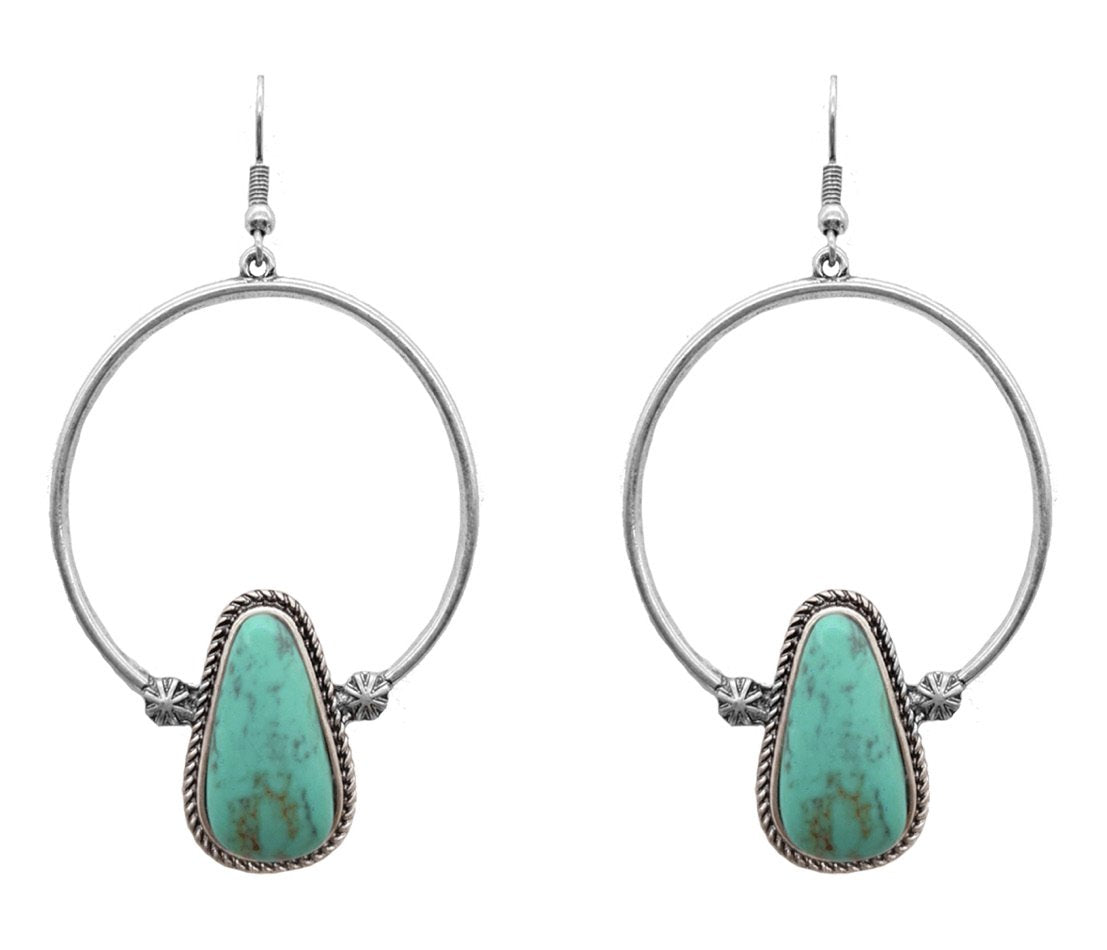 Round Stone Drop Earrings