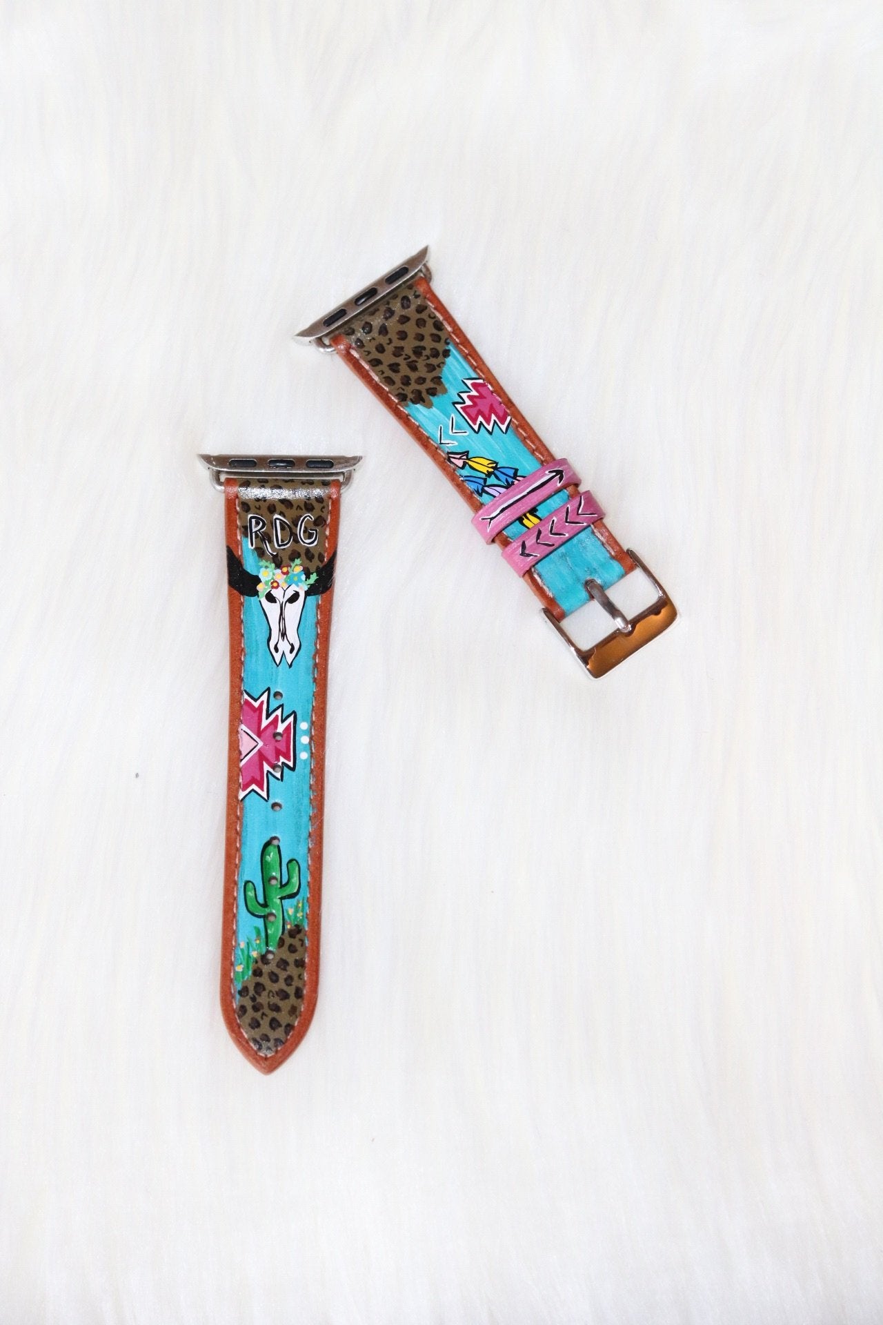 Hand Painted Leather Watch Band