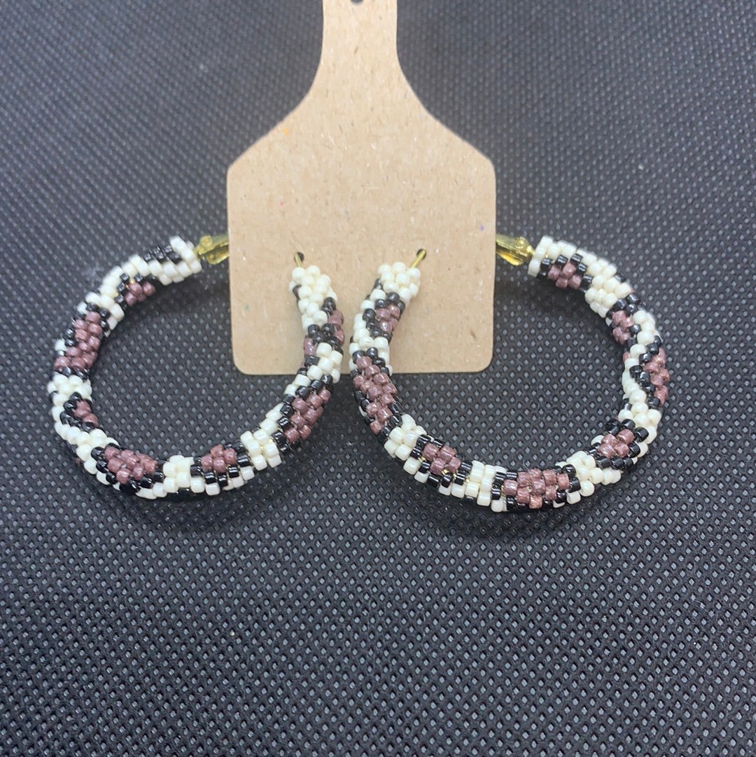 Beaded Leopard Hoops