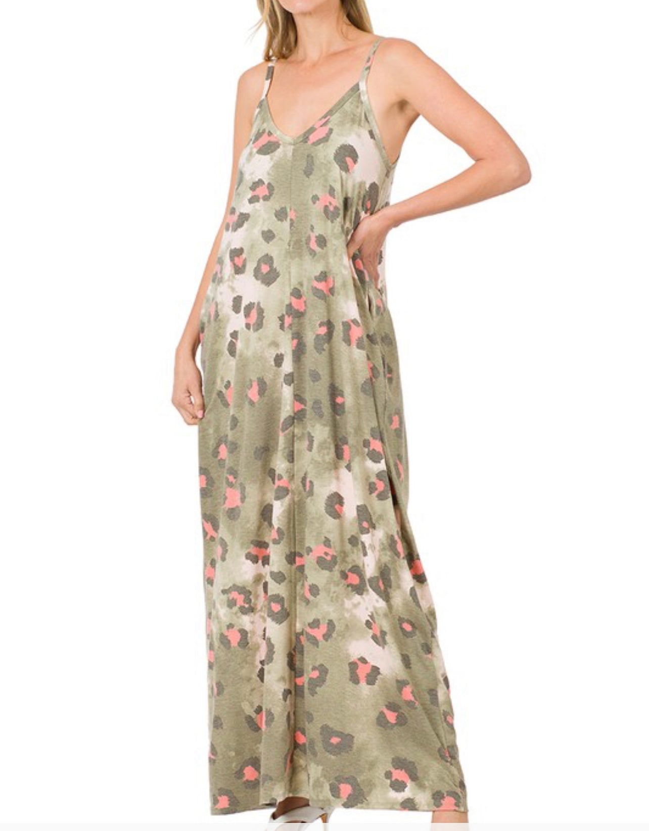 Olive Leopard Maxi Dress