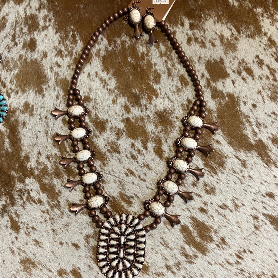 White Squash Blossom Necklace