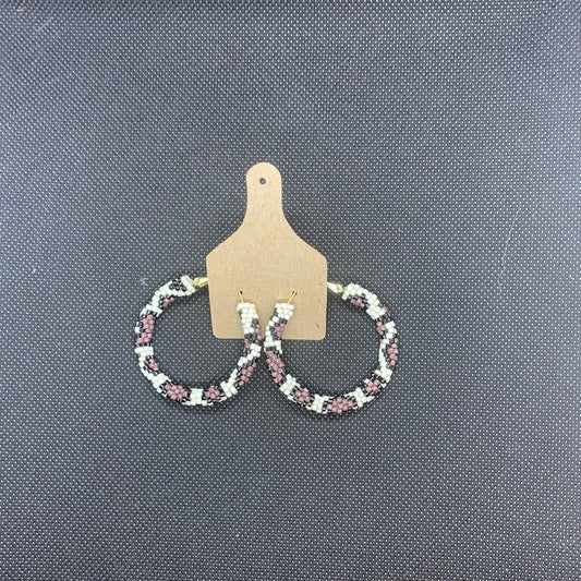 Beaded Leopard Hoops