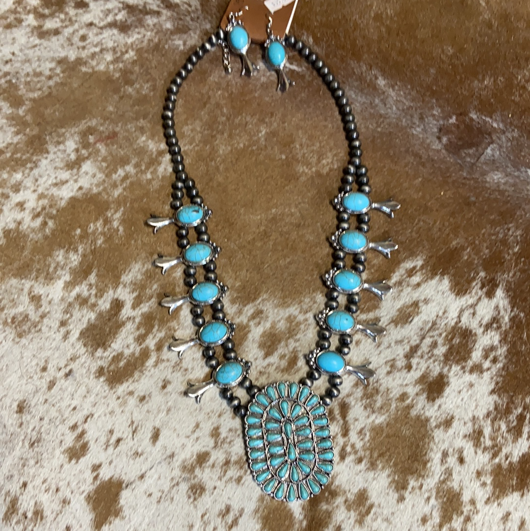Turquoise Squash Blossom Necklace