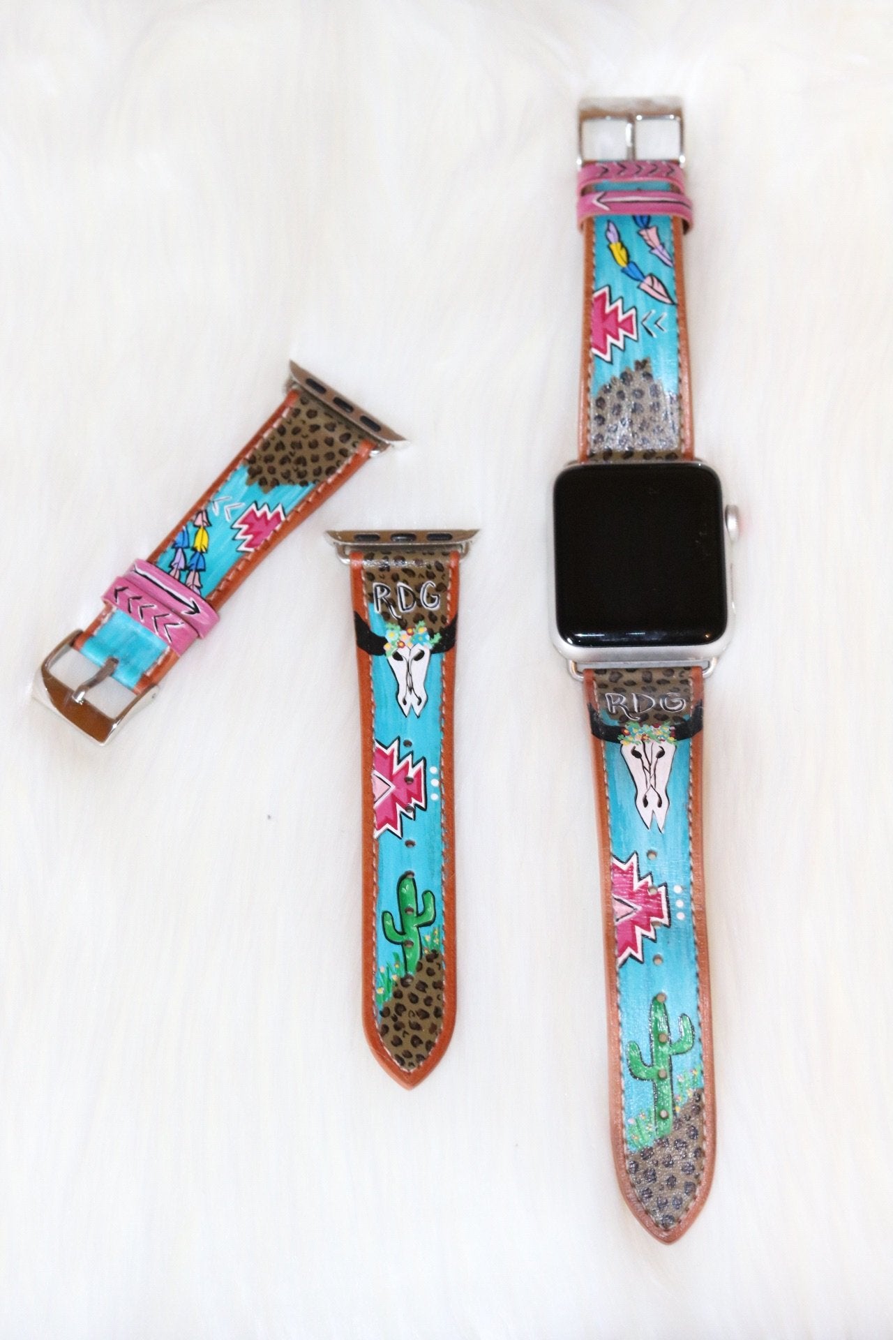 Hand Painted Leather Watch Band