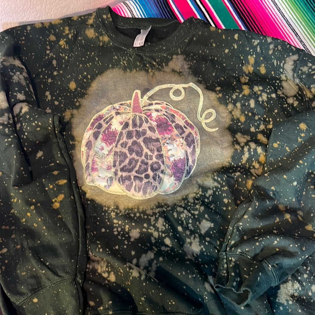 Distressed Floral Pumpkin Sweatshirt