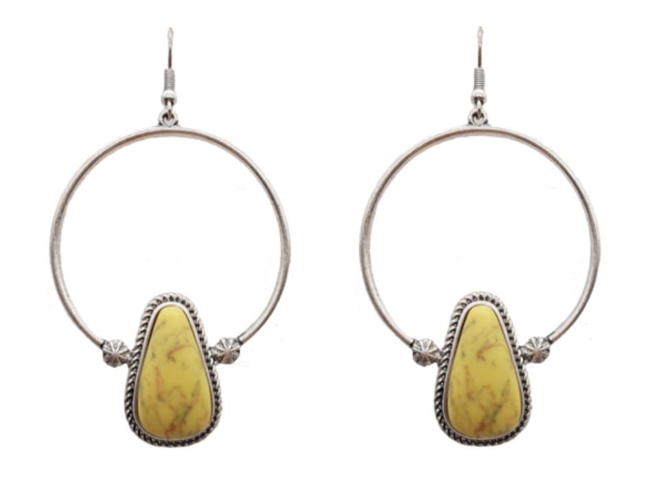 Round Stone Drop Earrings