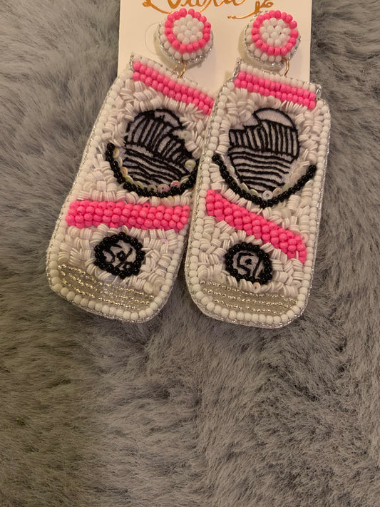 White Claw Beaded Earrings