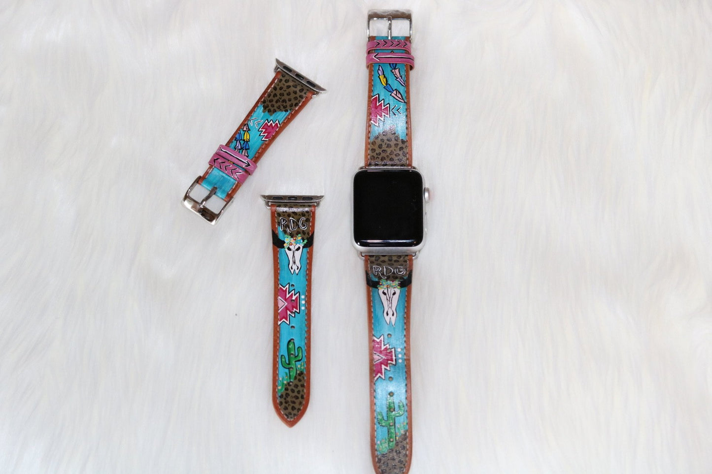 Hand Painted Leather Watch Band