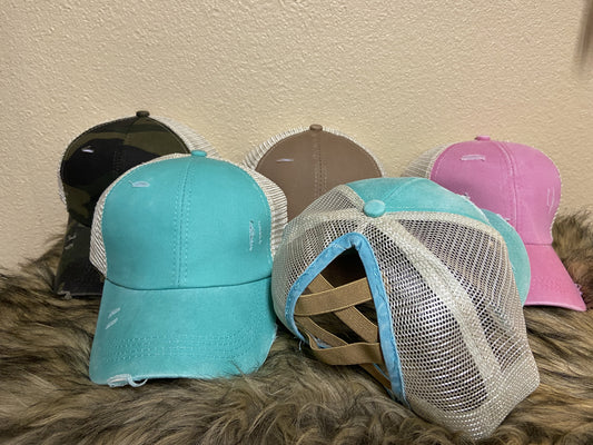 Distressed Criss Cross Hat