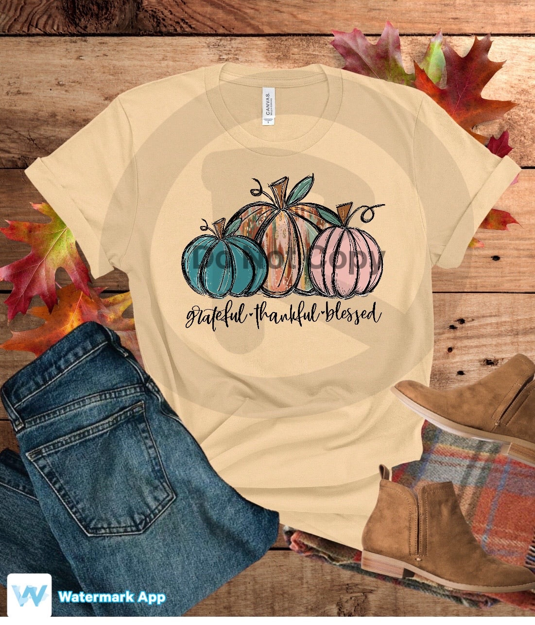 Grateful Thankful Blessed - Pastel Pumpkins