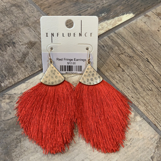 Red Fringe Earrings