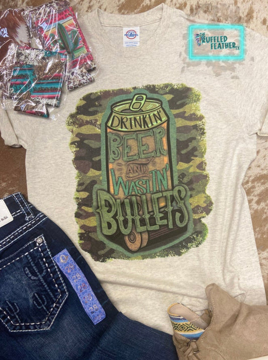 Drinking Beer and Wasting Bullets Graphic Tee