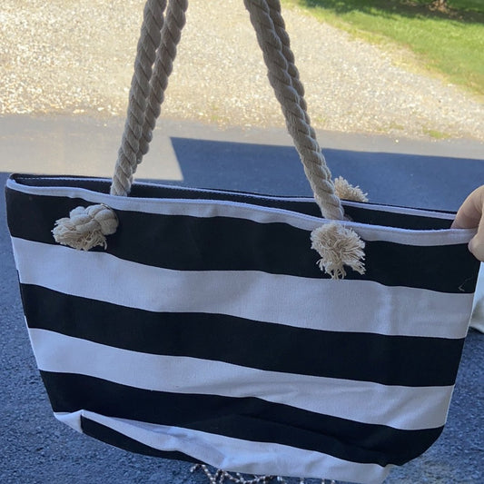 Black & White Striped Tote