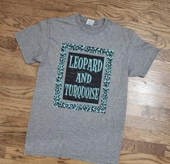 Leopard and Turquoise Graphic Tee