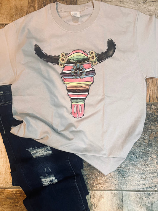 Serape BullSkull Graphic Tee
