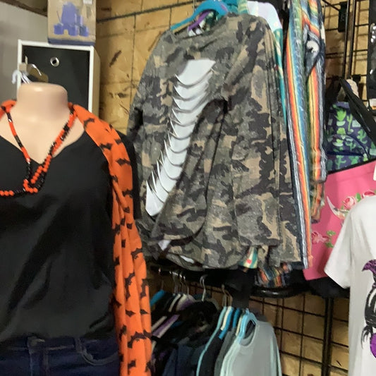 Camo Cut Back Top