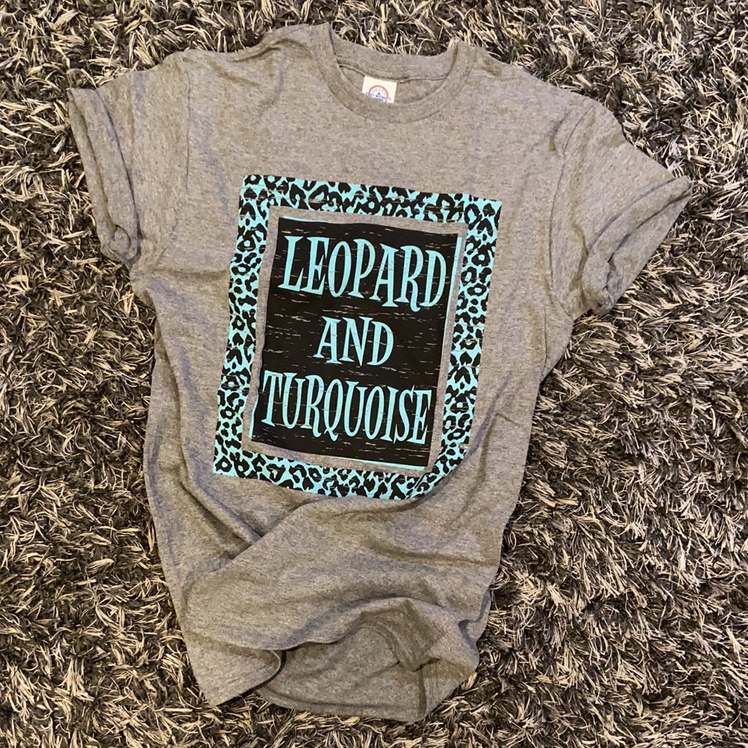 Leopard and Turquoise Graphic Tee