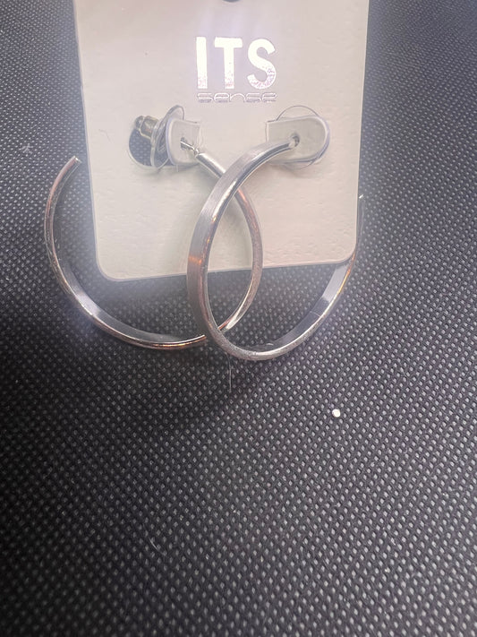 Matte Silver Hoop Earrings