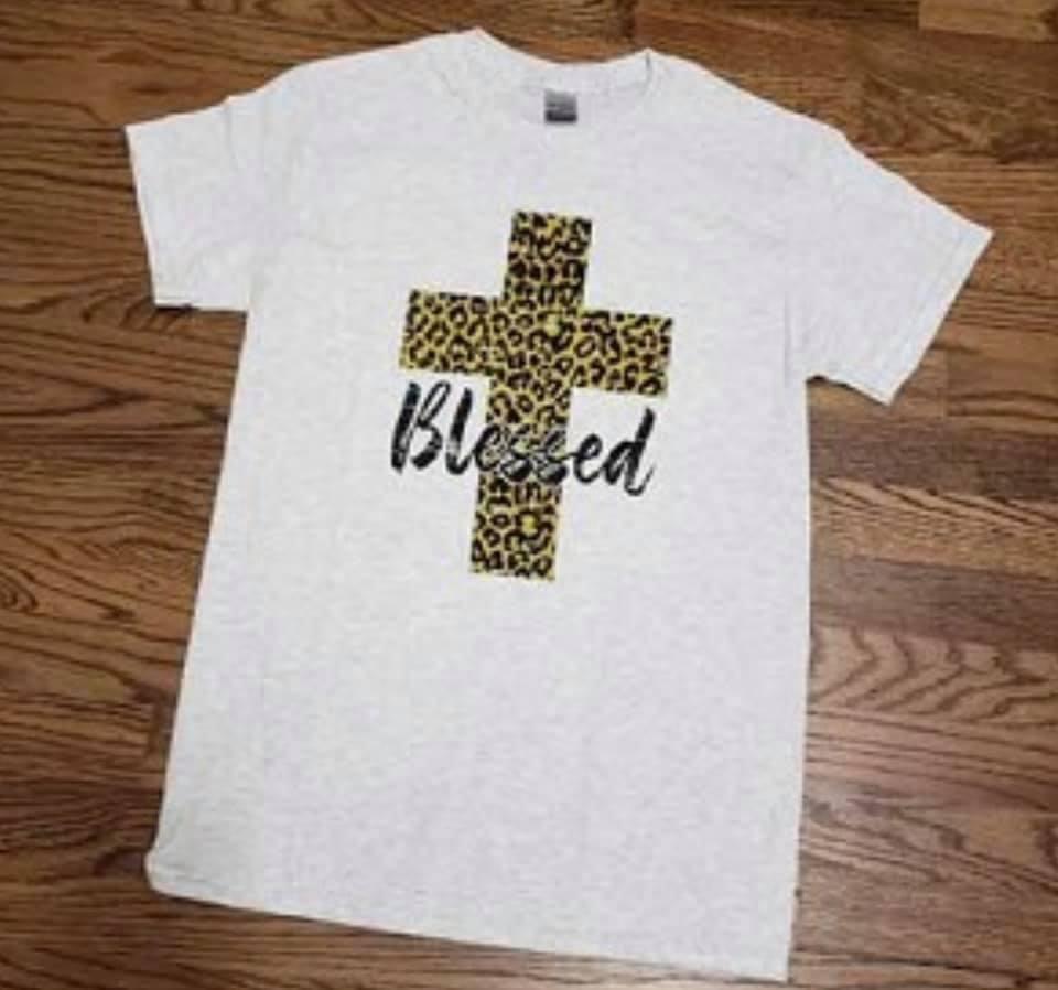 Blessed - Leopard Cross Tee