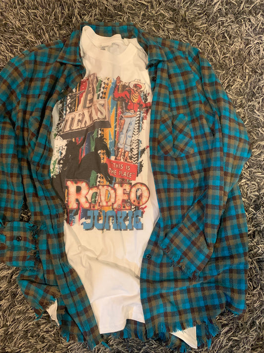 Teal Distressed Flannel