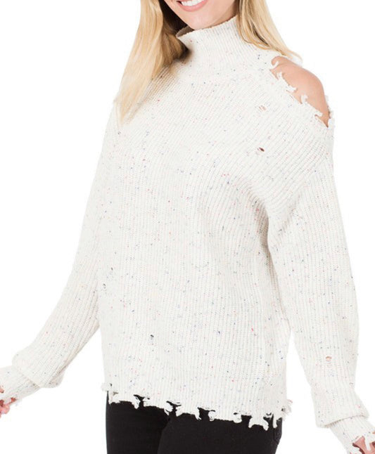 Ivory Cold Shoulder Sweater