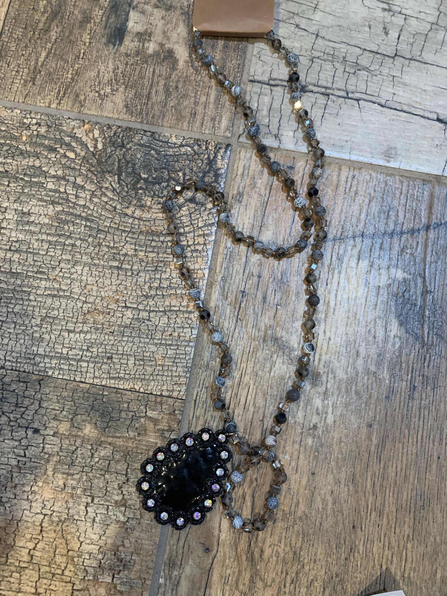 Black & Grey Stone Necklace